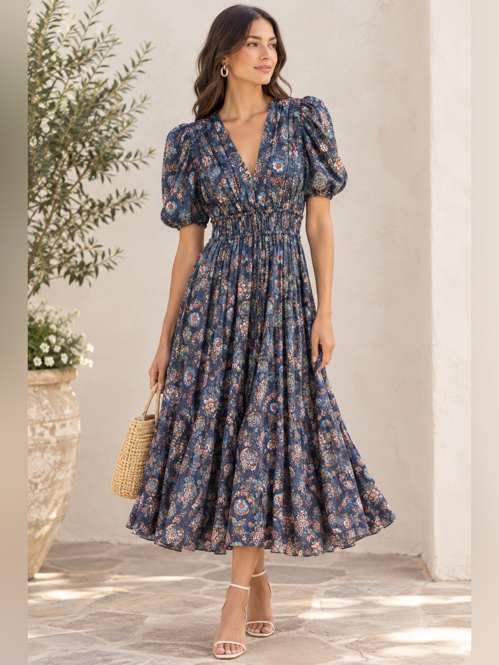 Ulla Johnson  thelma dress Twilight Puff sleeves V neck Size M NWT Size 4